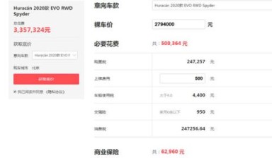 兰博基尼价格多少钱一辆 2020款兰博基尼Huracan最低售价254万